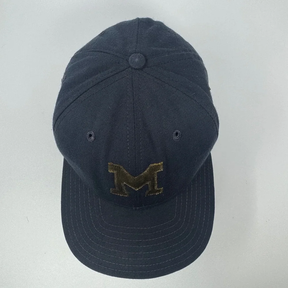 Vintage Michigan Wolverines New Era‎ Hat Navy Blue Pro Model Snapback USA Made